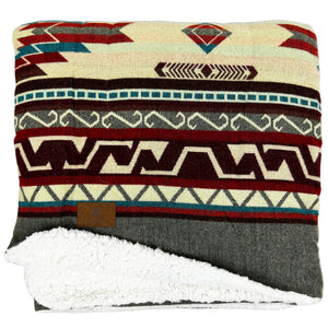 Inca Aztec Sherpa Warm Blanket | Chimborazo Beige