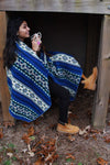Inca Ecuadorian Blanket, Aztec / Southwest Artisan Style | Kocha Blue
