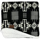 Inca Aztec Sherpa Warm Blanket | Obsidian Black