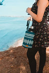 Inca Style Water Bottle Carrier Holder, Sleeve Bottle Sling | Laguna Blue