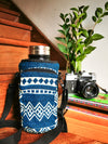 Water Bottle Sleeve Holder with Strap & Pocket | Laguna Blue
