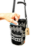Water Bottle Sleeve Holder with Strap & Pocket | Obsidian Black