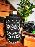 Water Bottle Sleeve Holder with Strap & Pocket | Obsidian Black
